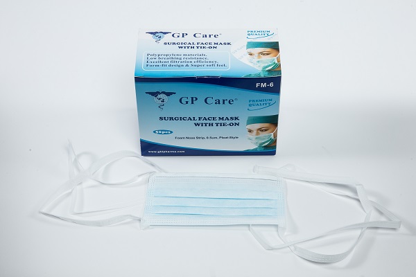 GP Care 3ply non-woven face mask, tie-on
