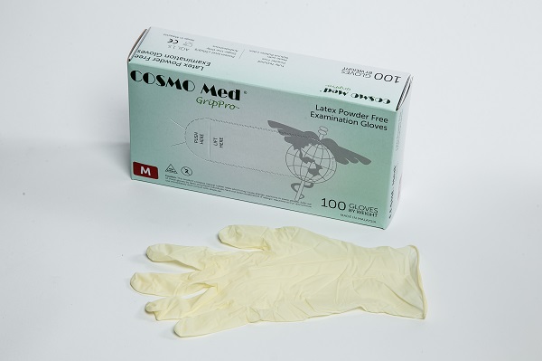 Latex examination glove, powder-free